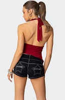 Edikted Rhett Asymmetric Hem Halter Top