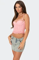Edikted Embroidered Mesh Bra Top