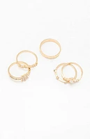 LA Hearts 5 Pack Rhinestone Rings