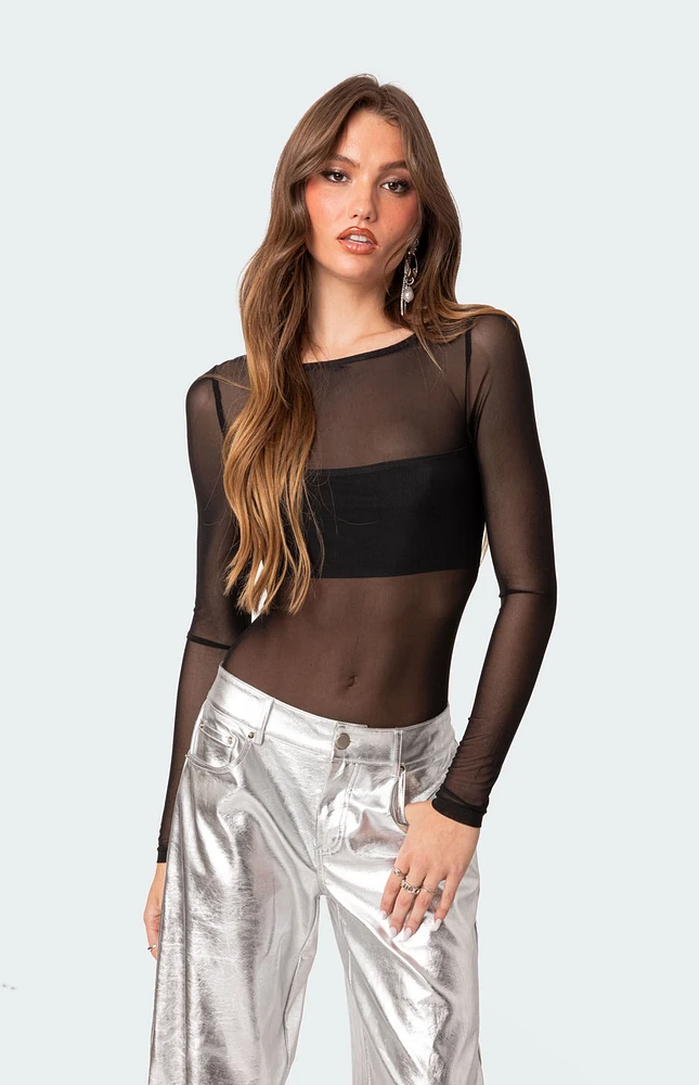 Sheer Mesh Bandeau Bodysuit