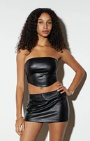 LA Hearts Faux Leather Textured Tube Top