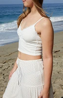 John Galt White Lace Cropped Tank Top