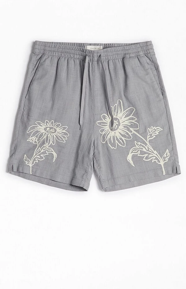 Pacsun Gray Floral Russel Volley Shorts