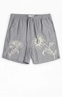 Pacsun Gray Floral Russel Volley Shorts