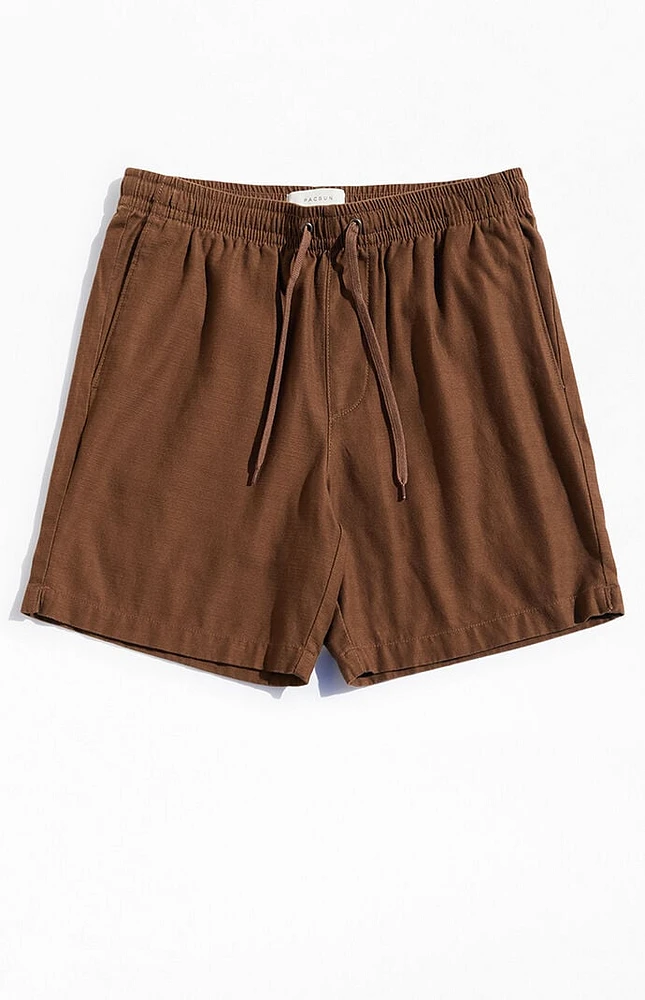 PacSun Brown Textured Cotton Shorts