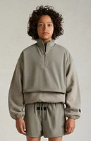 Kids Fear of God Essentials Dust Heather Grey Nylon Fleece Mock Neck Sweatshirt