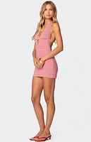 Edikted Candy Cane Backless Halter Mini Dress