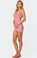 Edikted Candy Cane Backless Halter Mini Dress