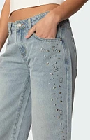 Edikted Everly Studded Low Rise Jeans