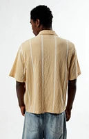 PacSun Tan Klein Striped Oversized Camp Shirt
