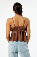 LA Hearts Linen V-Neck Babydoll Tank Top