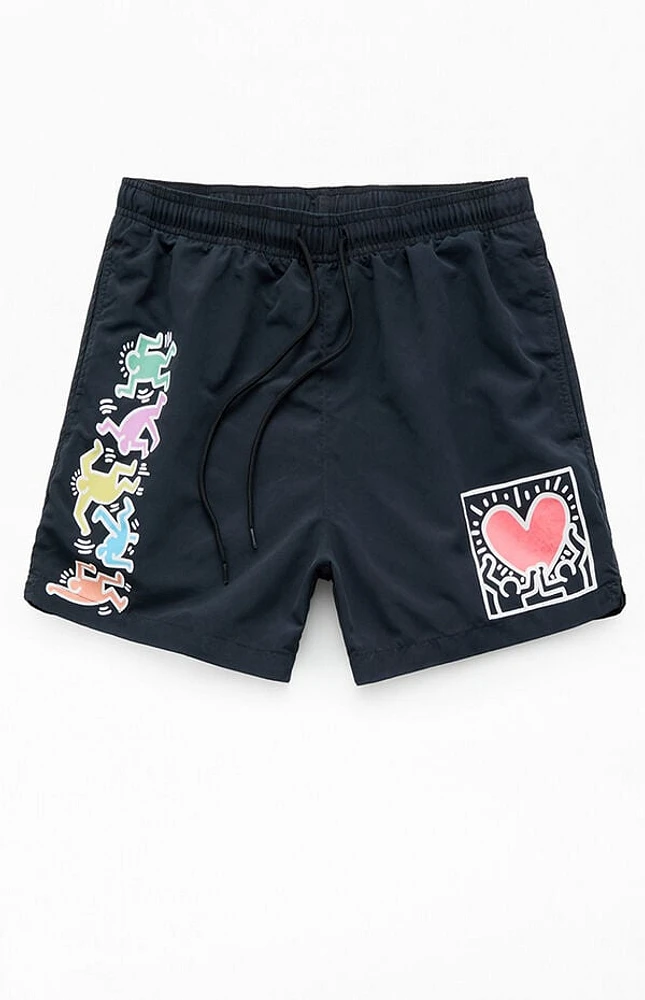 Keith Haring Heart 4" Swim Trunks