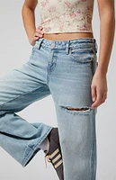 PacSun Casey Ripped Low Rise Baggy Jeans Light Indigo