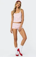 Edikted Strawberry Girl Printed Micro Shorts