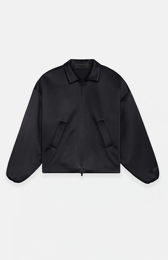 Fear of God Essentials Women's Black Satin Bomber Jacket