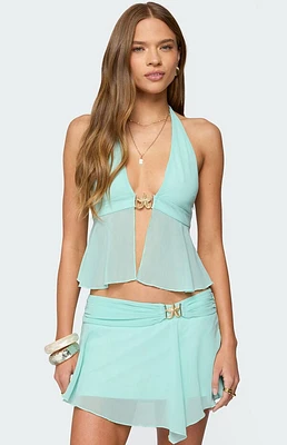 Edikted Sea Star Chiffon Split Front Top