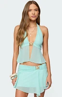 Edikted Sea Star Chiffon Split Front Top