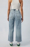 PacSun Eco Medium Indigo Ripped Nora Cropped Wide Leg Jeans