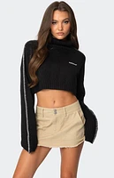 Edikted Embroidered Edge Cropped Turtle Neck Sweater