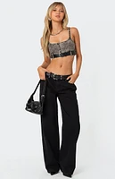 Edikted Belted Denim Crop Top