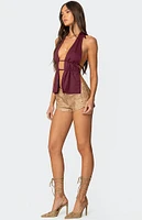 Edikted Nikole Split Front Backless Halter Top