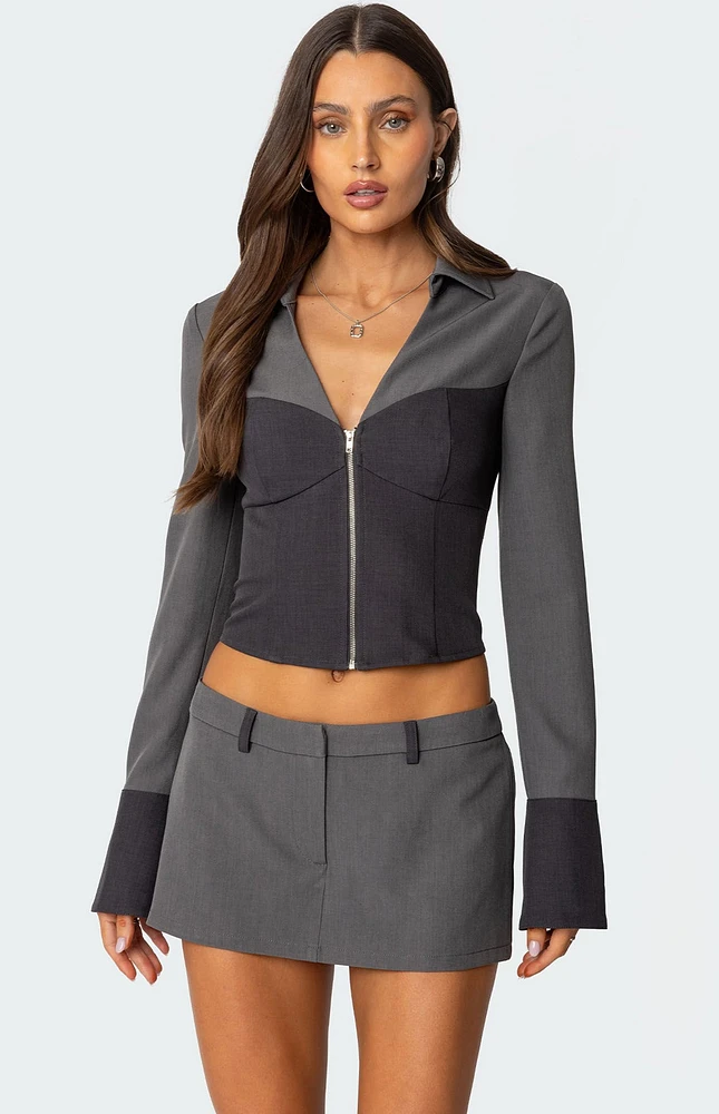 Edikted Angela Tailored Zip Up Top