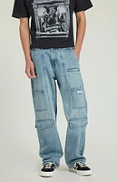 PacSun Light Indigo Baggy Carpenter Cargo Jeans