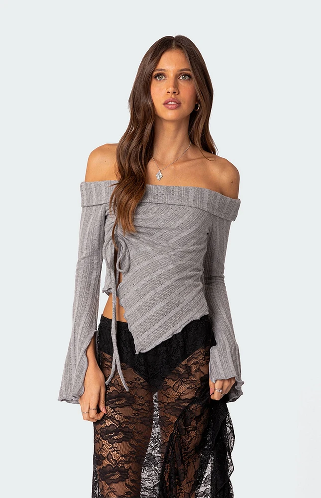 Alona Asymmetric Fold Over Knit Top