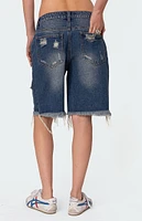 Edikted Distressed Denim Bermuda Shorts