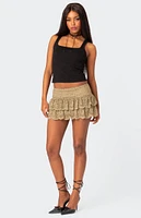 Edikted Ruffle Sheer Lace Low Rise Mini Skirt