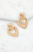 LA Hearts Ribbed Heart Drop Earrings