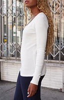 John Galt White V-Neck Long Sleeve Top