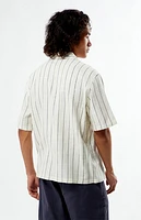 Pacsun White & Blue Striped Oversized Camp Shirt