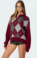 Edikted Argyle Oversized Polo Sweater