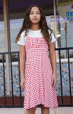 Pacsun Kids Red Gingham Sleeveless Dress
