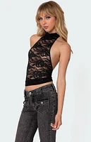 Edikted Alena High Neck Sheer Lace Top