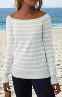 John Galt Light Blue Bonnie Off-The-Shoulder Sweater