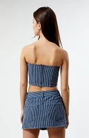 LA Hearts Strapless Striped Denim Top