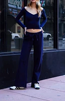 John Galt Blue Rosa Wide Leg Sweatpants