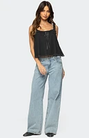 Edikted Ruffle Mesh Babydoll Tank Top