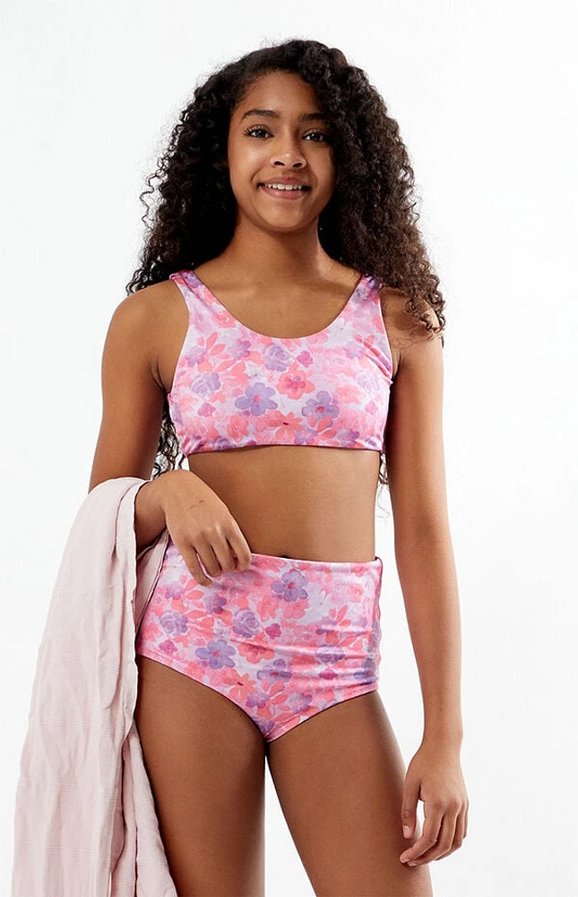 Pacsun Kids Floral Tank & High Waisted Bikini Set