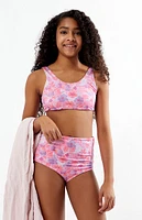 PacSun Kids Floral Tank & High Waisted Bikini Set