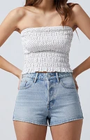 PacSun Light Indigo Button Fly High Waisted Denim Festival Shorts