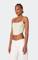 Edikted Rosey Printed Pointelle Corset Top