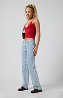 Pacsun Jordyn Low Rise Straight Leg Jeans Light Indigo