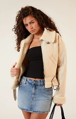 PacSun Sherpa Faux Leather Bomber Jacket