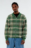 PacSun Green Plaid Collared Sweater Jacket