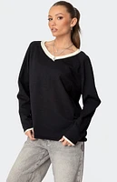 Edikted Contrast V Neck Knit Sweater