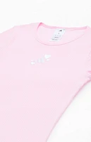 adidas Kids Pink Ribbed Baby T-Shirt