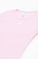adidas Kids Pink Ribbed Baby T-Shirt